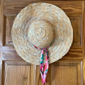 Lilly Pulitzer Raffia Grosgrain Wide Brim Sun Hat